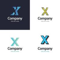 diseño de paquete de logotipo grande de letra x diseño de logotipos modernos y creativos para su negocio vector