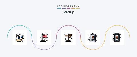 Startup Line Filled Flat 5 Icon Pack Including commerce. graph. direction. chart. annual report vector