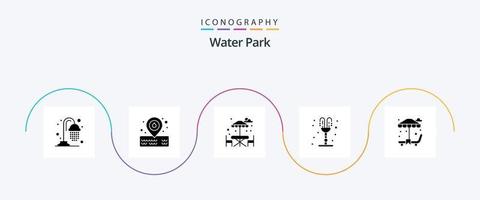 Water Park Glyph 5 Icon Pack Including . garden. park. park. valentines day vector