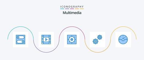 paquete de 5 íconos azules multimedia que incluye . preferencias velocidad. estrellarse vector