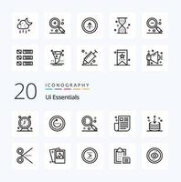 20 Ui Essentials Line icon Pack like newspaper interface sync ui magnifying vector