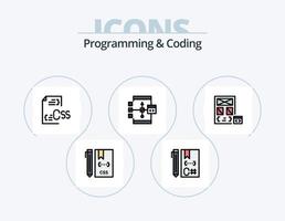 Programming And Coding Line Filled Icon Pack 5 Icon Design. coding. app. develop. device. develop vector