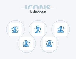 avatar masculino icono azul paquete 5 diseño de iconos. . oficina. hombre. hombre. cocinar vector