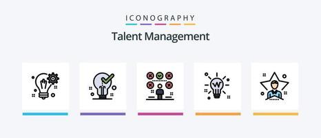 Talent Management Line Filled 5 Icon Pack Including win. leaderboard. solution. man. user. Creative Icons Design vector