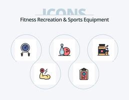 Recreación de fitness y línea de equipos deportivos llenos de iconos paquete 5 diseño de iconos. correr. rápido. criba vibradora. máquina. aptitud física vector