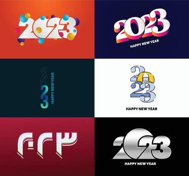 Big Set of 2023 Happy New Year logo text design 2023 number design template vector
