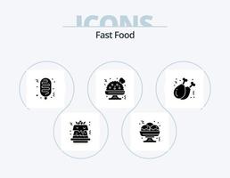 paquete de iconos de glifos de comida rápida 5 diseño de iconos. . . rápido. pierna. Comida rápida vector