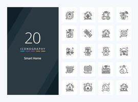 20 Smart Home Outline icon for presentation vector