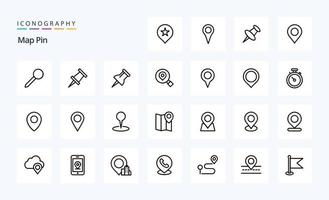 25 Map Pin Line icon pack vector