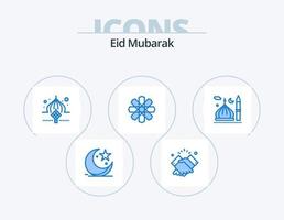 eid mubarak blue icon pack 5 diseño de iconos. decoración. flor. musulmán. Eid. decoración vector