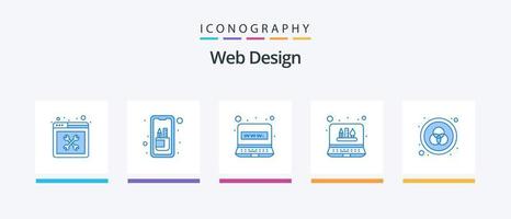 diseño web azul 5 paquete de iconos que incluye color. gráfico. tableta. herramientas. Internet. diseño de iconos creativos vector