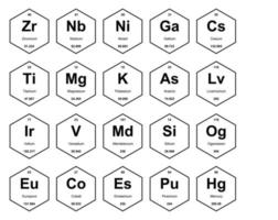 diseño de paquete de iconos de 20 tablas preiodicas de los elementos vector