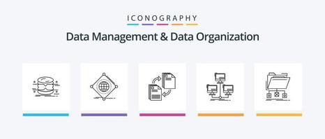 Data Management And Data Organization Line 5 Icon Pack Including things. iot. document. ok. checklist. Creative Icons Design vector