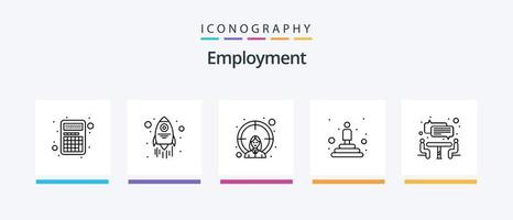 paquete de iconos de la línea de empleo 5 que incluye el inicio. desarrollador. medalla. astronave. lanzamiento. diseño de iconos creativos vector