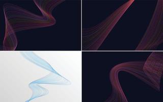 Add depth to your design with this set of 4 waving line vector backgrounds