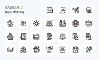 25 Digital Marketing Line icon pack vector