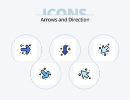 paquete de iconos llenos de línea de flecha 5 diseño de iconos. . bien. vector