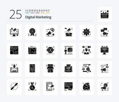 marketing digital paquete de iconos de 25 glifos sólidos que incluye megáfono. marketing. medalla. Anuncio. anuncio vector