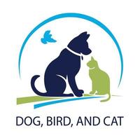 dog cat and bird logo vector