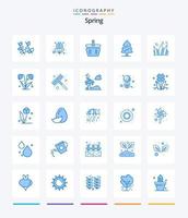 Creative Spring 25 Blue icon pack  Such As grass. flowers. cart. tree. pine vector