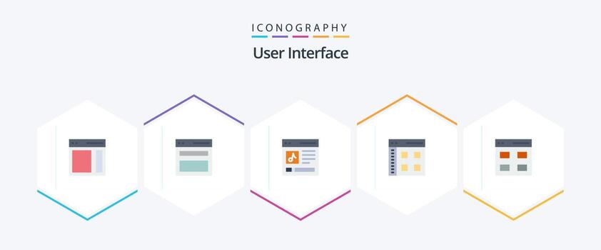 Interfaz de usuario Paquete de 25 iconos planos que incluye interfaz. aplicación usuario. usuario. interfaz vector
