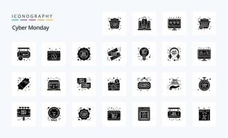 25 Cyber Monday Solid Glyph icon pack vector