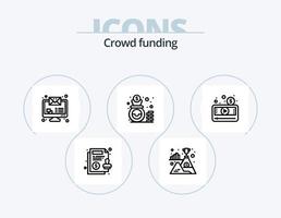 Crowdfunding Line Icon Pack 5 Icon Design. browser. rocket. business. launch. idea vector