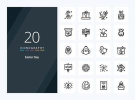 20 Easter Outline icon for presentation vector