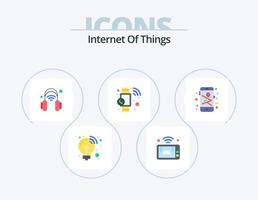 internet de las cosas paquete de iconos planos 5 diseño de iconos. pasador de mapa móvil. auriculares. mapa. reloj inteligente vector