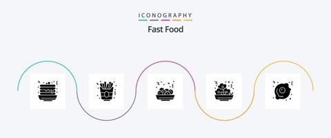 paquete de iconos de glifo 5 de comida rápida que incluye. Comida rápida. alimento. huevo frito. comida vector