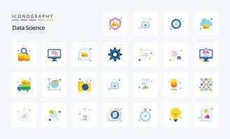 25 Data Science Flat color icon pack vector