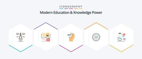 Modern Education And Knowledge Power 25 Flat icon pack including chemistry. education . training. plenet. vector