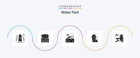 paquete de iconos de glifo 5 de parque acuático que incluye. jardín. lugar. parque. jardín vector