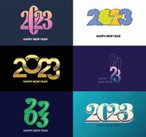 Big Collection of 2023 Happy New Year symbols Cover of business diary for 2023 with wishes vector