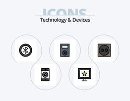 diseño de iconos del paquete de iconos llenos de línea de dispositivos 5. teléfono inteligente móvil. dispositivos. dispositivos. registro vector