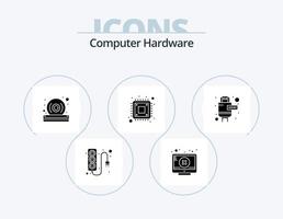 paquete de iconos de glifo de hardware de computadora 5 diseño de iconos. extensión. almacenamiento. desct. hardware. computadora vector