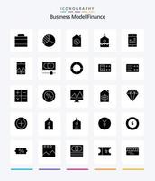 Creative Finance 25 Glyph Solid Black icon pack  Such As money. cash. property. smartphone. analytics vector