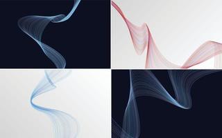 Add visual interest to your design with this set of 4 geometric wave pattern backgrounds vector