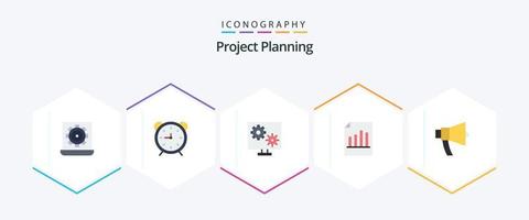 Project Planing 25 Flat icon pack including record. document. timer. setting. preference vector