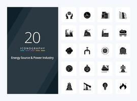 20 Energy Source And Power Industry Solid Glyph icon for presentation vector