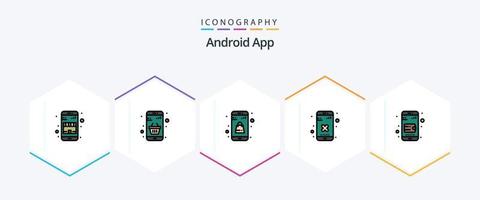 Android App 25 FilledLine icon pack including mobile wallet. delete. online. cross. online app vector