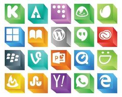 20 Social Media Icon Pack Including smugmug powerpoint cms vine adobe vector