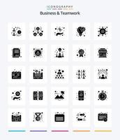 Creative Business And Teamwork 25 Glyph Solid Black icon pack  Such As target. project. cash. planning. creative vector