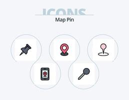 diseño de icono de paquete de 5 iconos llenos de línea de pin de mapa. . marcador. alfiler. mapa. ubicación vector