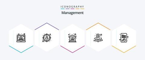 Management 25 Line icon pack including growth. content. target. business. dollar vector
