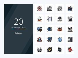 20 Pollution line Filled icon for presentation vector