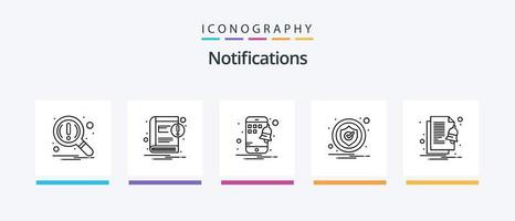 paquete de iconos de la línea 5 de notificaciones, incluida la pantalla. mensaje. servicio. comentario. lugar. diseño de iconos creativos vector