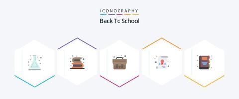 paquete de iconos planos de regreso a la escuela 25 que incluye educación. De vuelta a la escuela. leer. escuela. certificado vector
