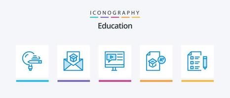 Education Blue 5 Icon Pack Including knowledge. education. invite. video. multimedia. Creative Icons Design vector