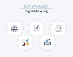 diseño de iconos de paquete de iconos planos de marketing digital 5. negocio. lanzamiento. Facebook. datos. computadora portátil vector